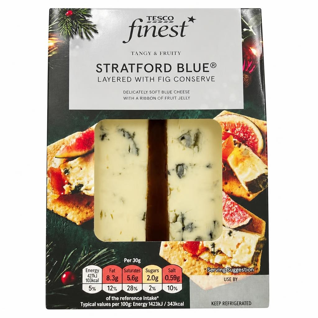 TESCO FINEST STRATFORD BLUE LAYERED WITH FIG CONSERVE 150G
