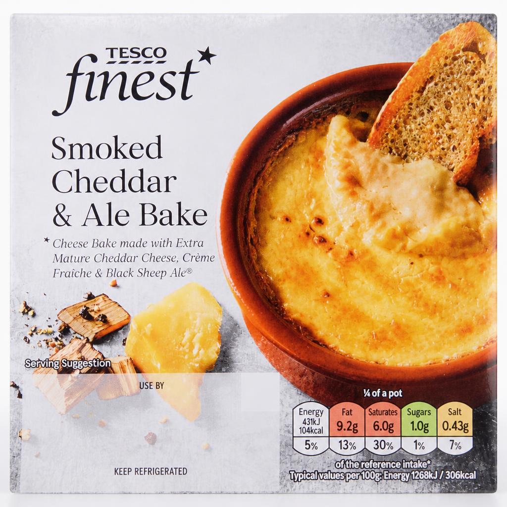 Tesco Finest Hickory Smoked Extra Mature Cheddar Bake With Ale 150G