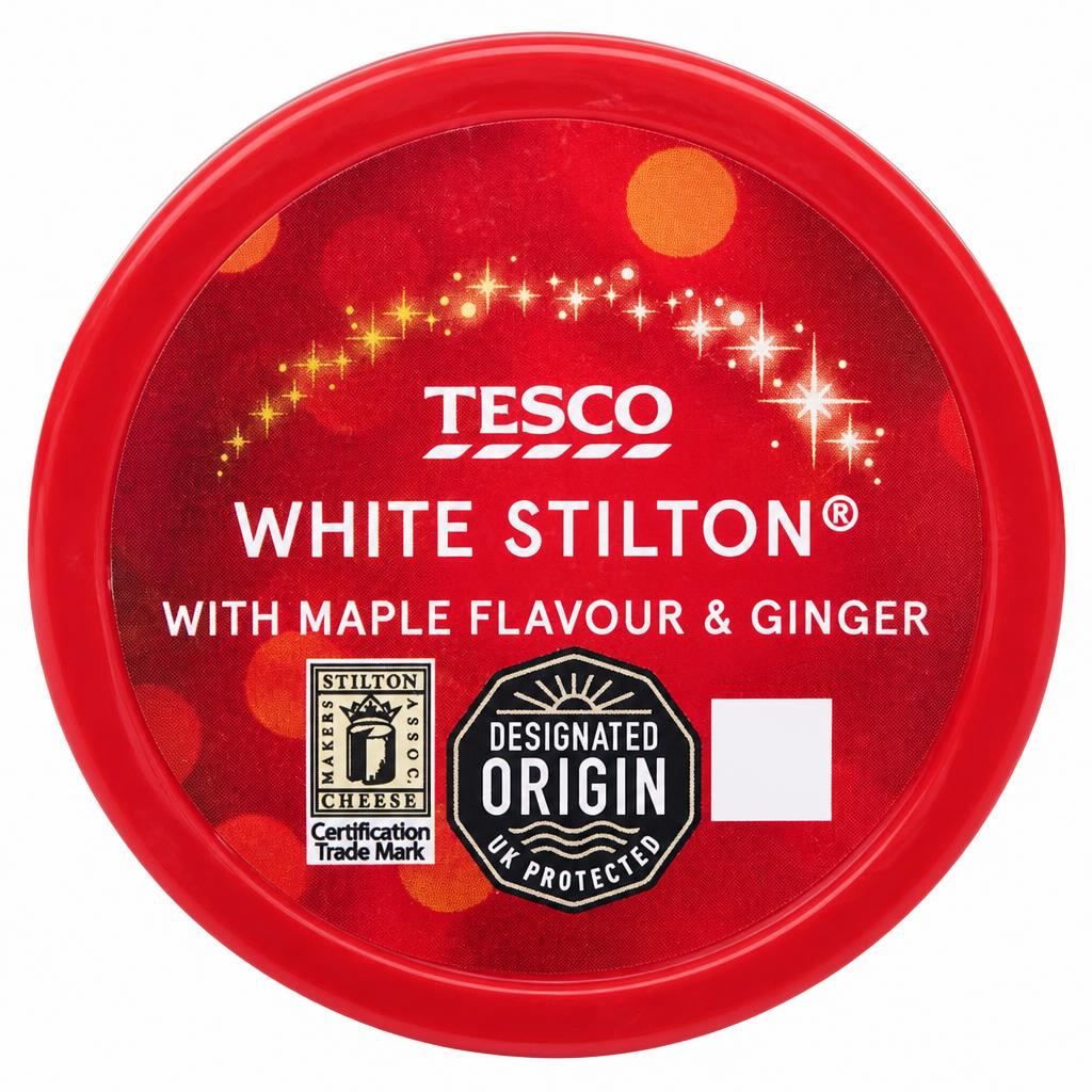 TESCO WHITE STILTON MAPLE & GINGER TRUCKLE 100G