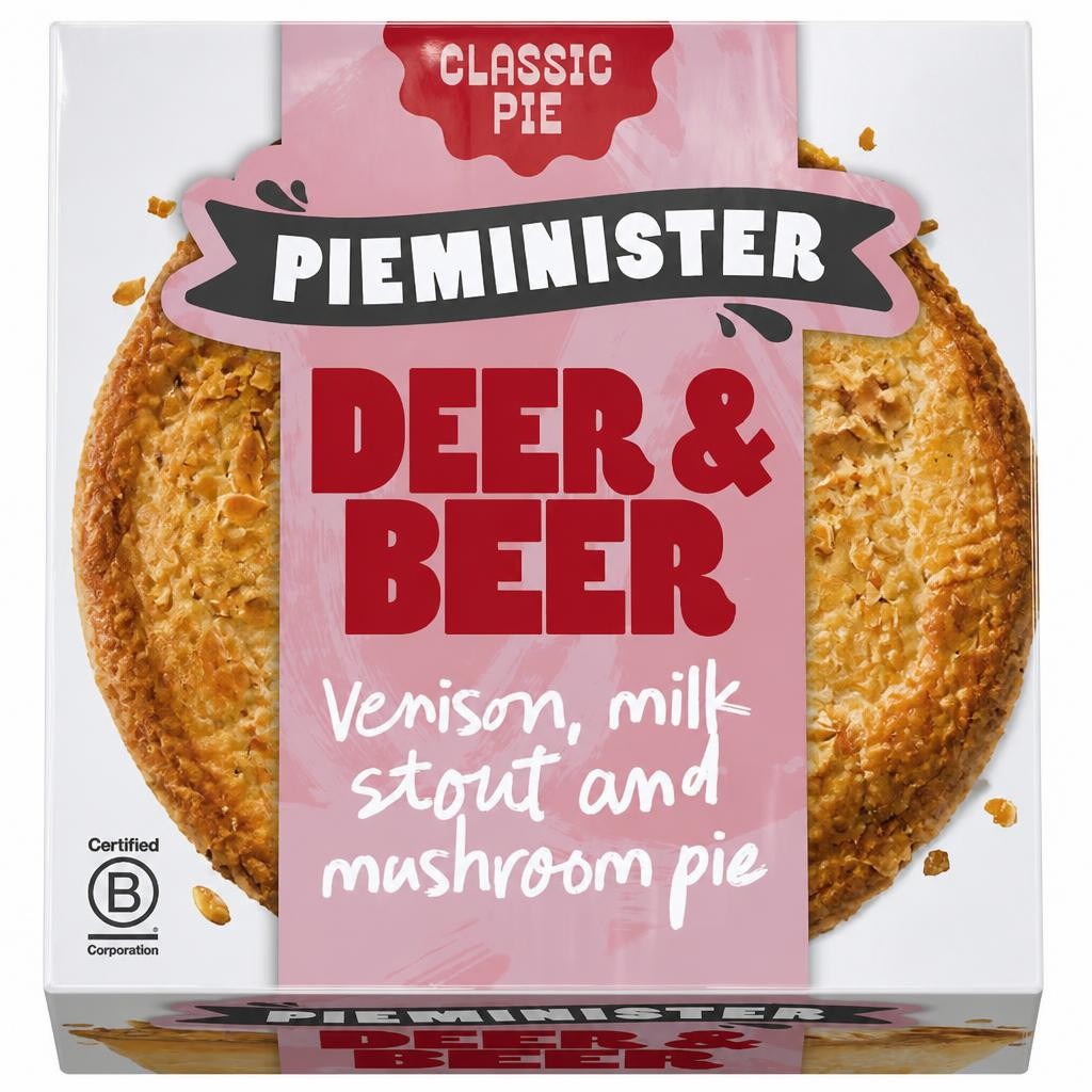 Pieminister Deer & Beer Pie with Wild Venison, Milk Stout & Mushroom 255g