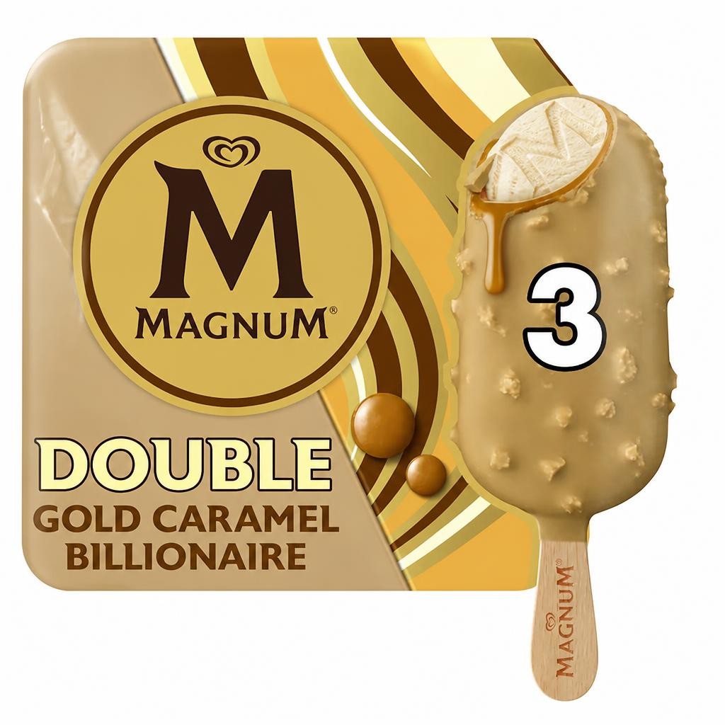 Magnum Double Gold Caramel Billionaire Ice Cream Sticks 3x85ml