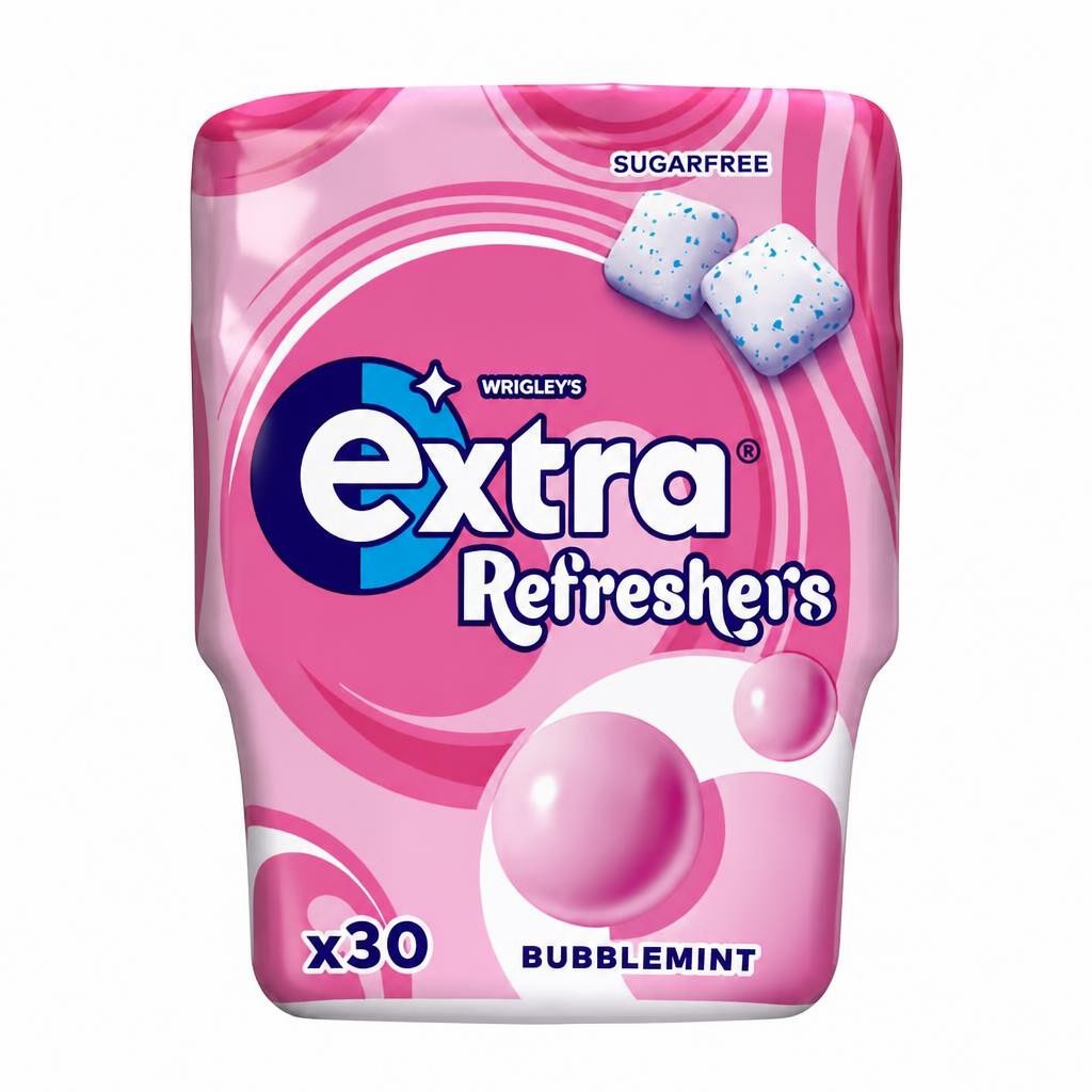 Extra Refreshers Bubblemint  Chewing Gum Bottle 30 Pieces