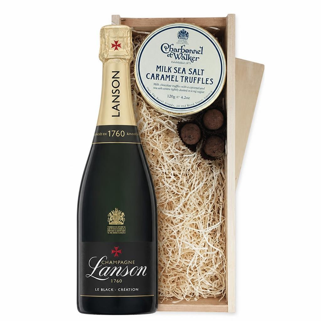 Lanson Le Black Creation Brut Champagne And Milk Sea Salt Charbonnel Chocolates Box 75cl 12.5% abv
