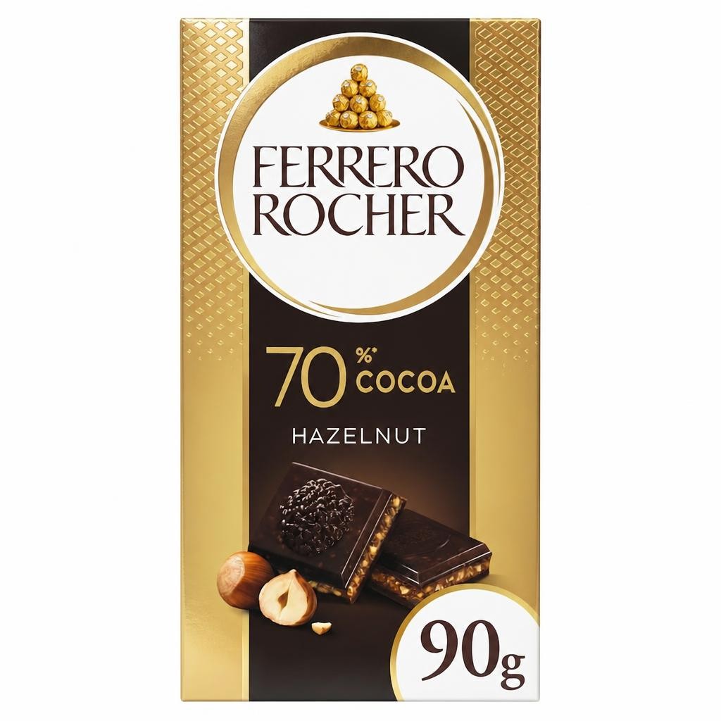 Ferrero Rocher Hazelnut & 70% Dark Chocolate Bar 90g