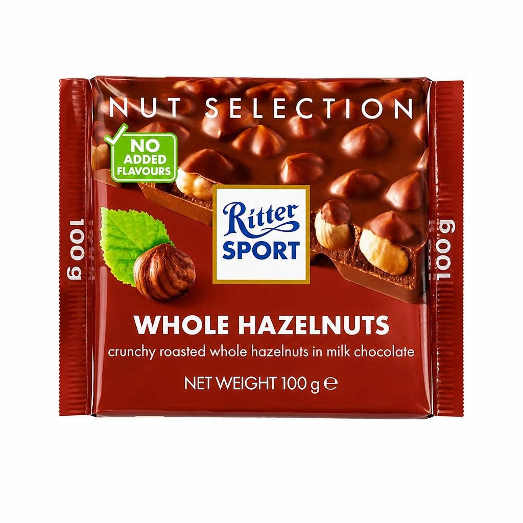 Ritter Sport Milk Chocolate with Whole Hazelnuts 100 g
