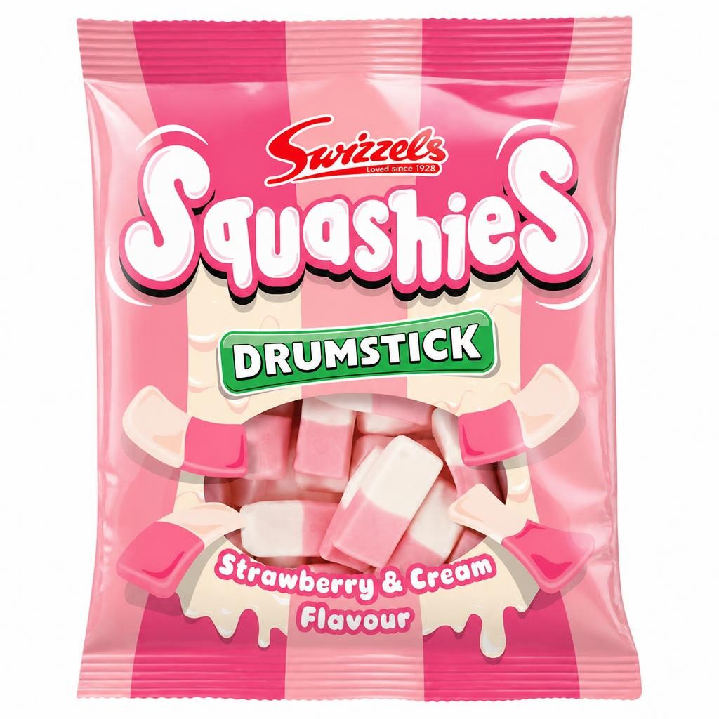 Swizzels Drumstick Squashies - Strawberry & Cream Flavour 140g