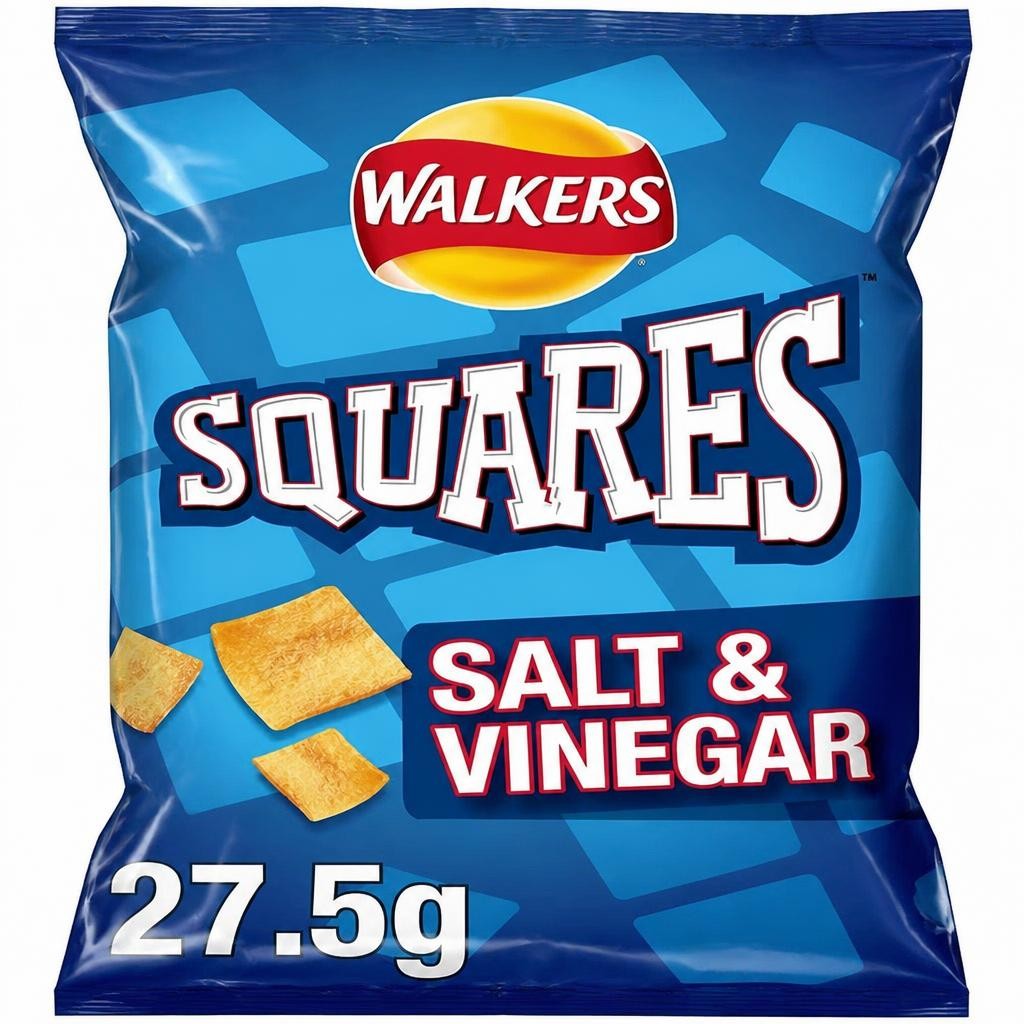 Walkers Squares Salt & Vinegar Snacks Crisps 27.5g (Case of 32)