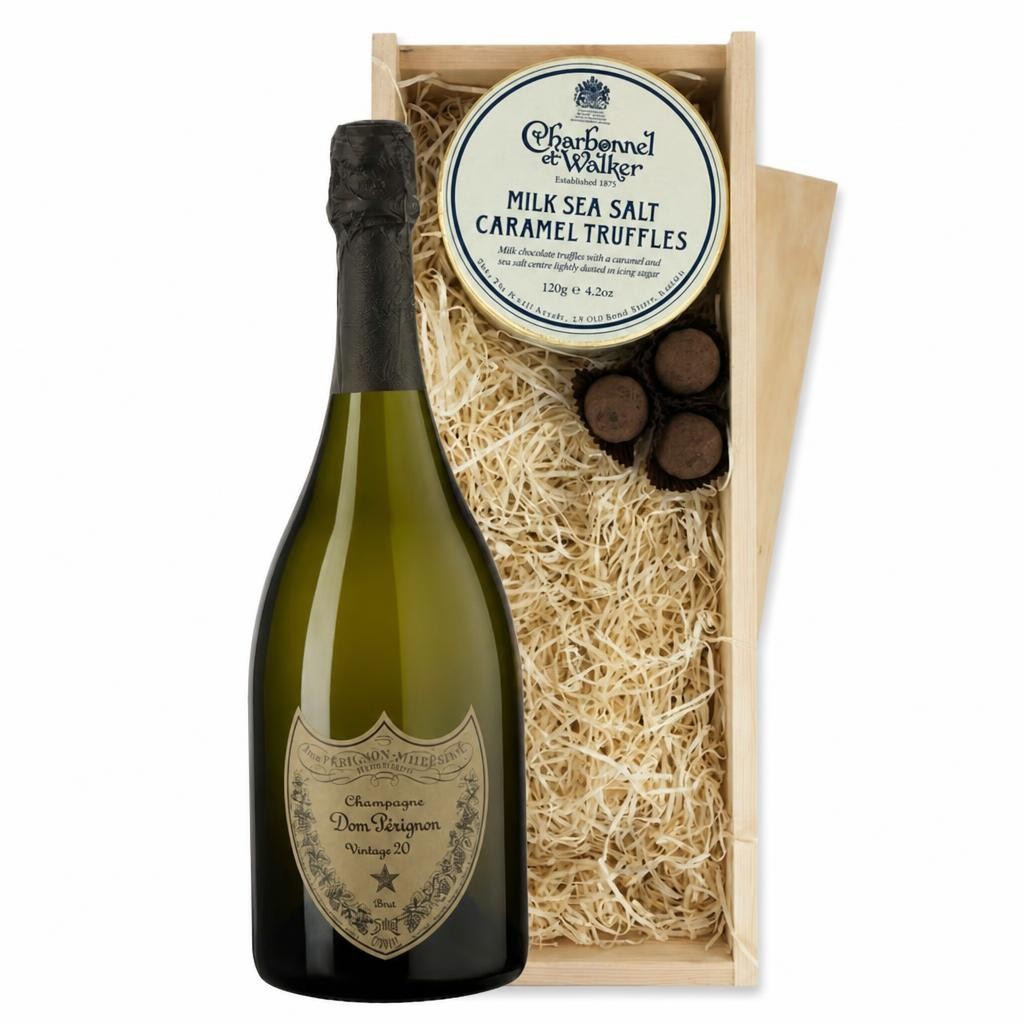 Dom Perignon Brut Vintage Champagne And Milk Sea Salt Charbonnel Chocolates Box 75cl 12.5% abv