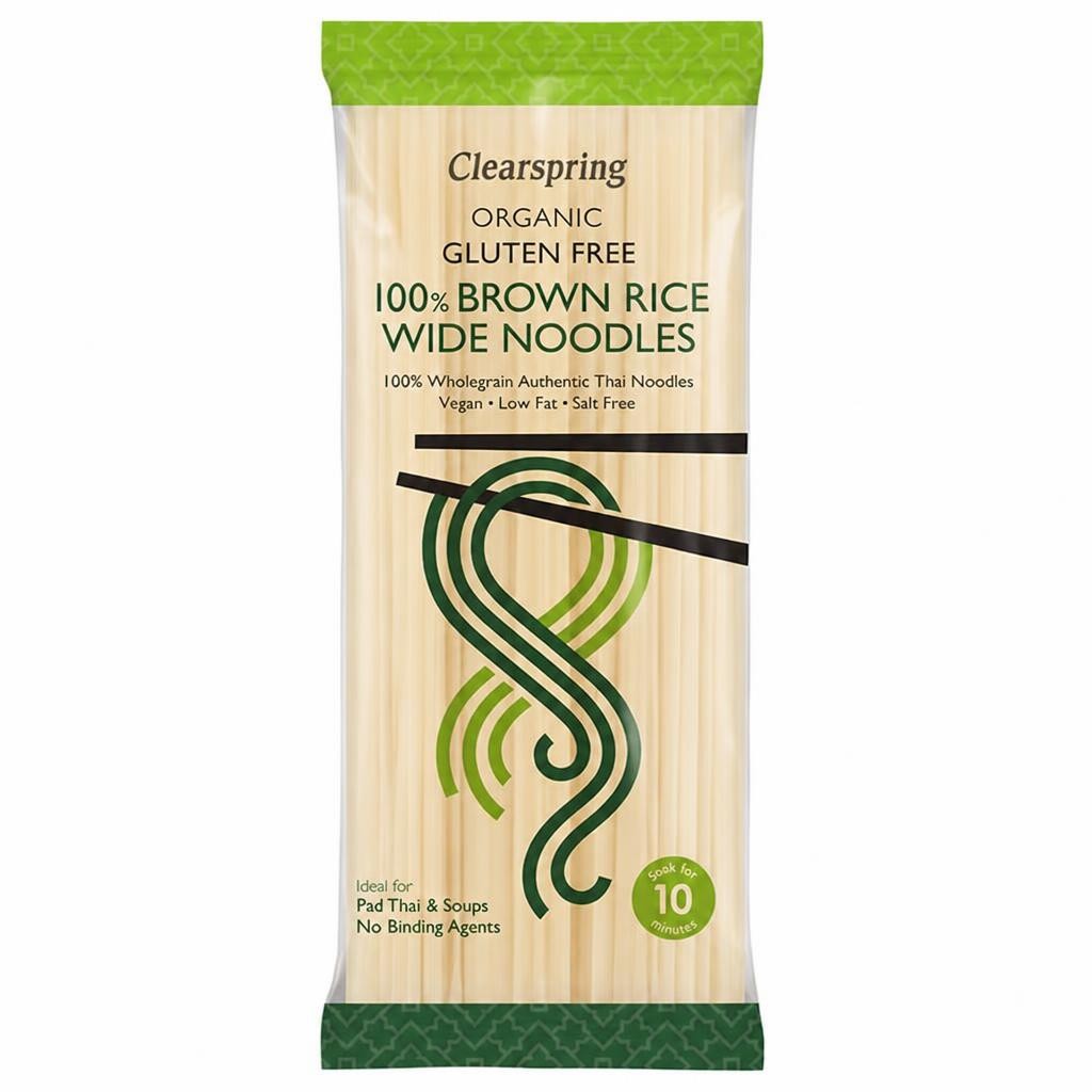 Organic Gluten Free 100% Brown Rice Wide Noodles 200g (Clearspring)