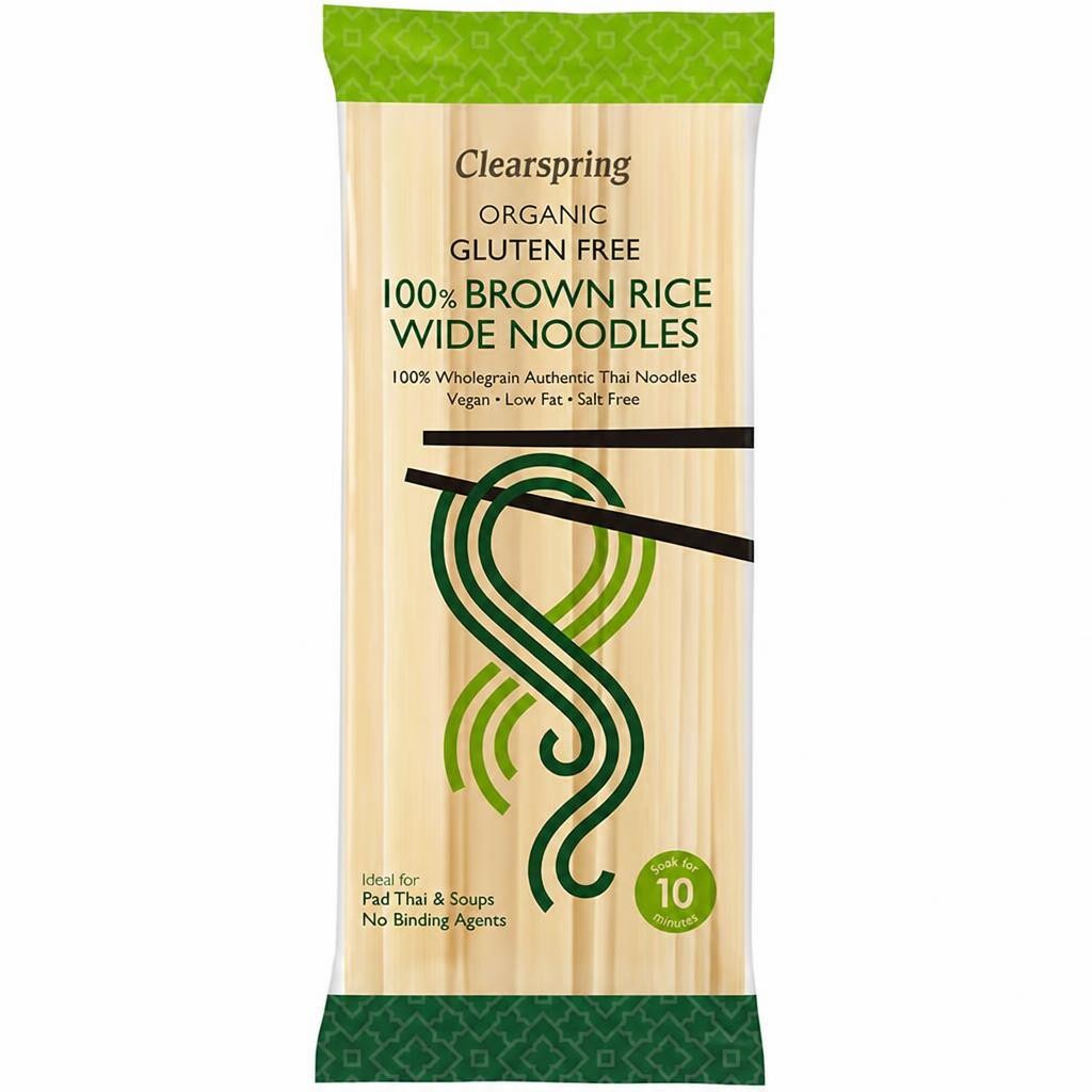 Organic Gluten Free 100% Brown Rice Wide Noodles 200g (Clearspring)