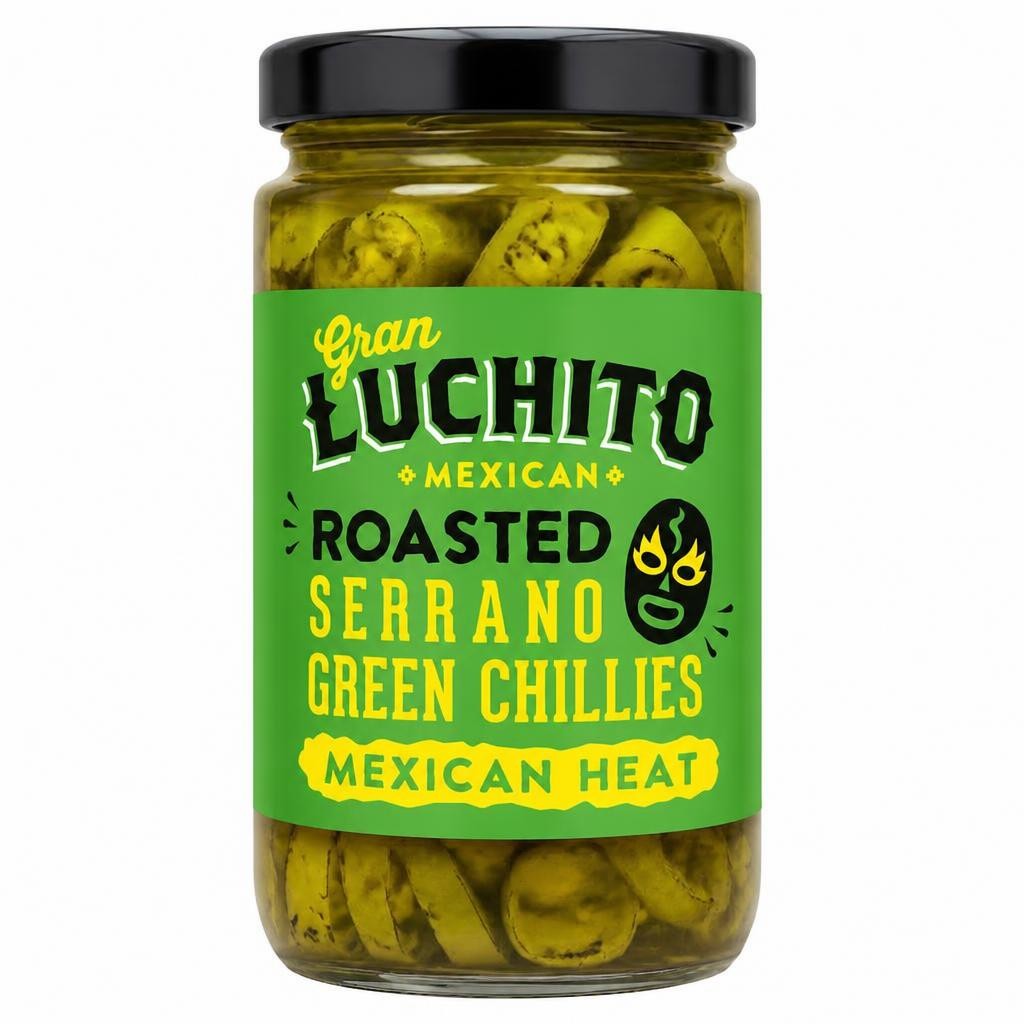 Gran Luchito Roasted Serrano Green Chillies 215G