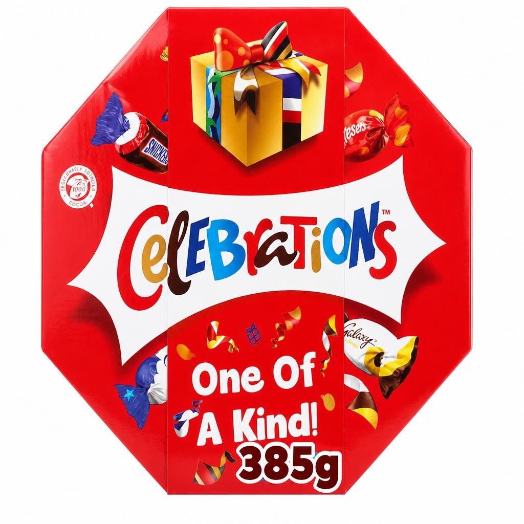 Celebrations Milk Personalised, 'One of a Kind' sleeved Chocolate Gift Box of Mini Chocolates & Biscuit Bars Centerpiece 385g