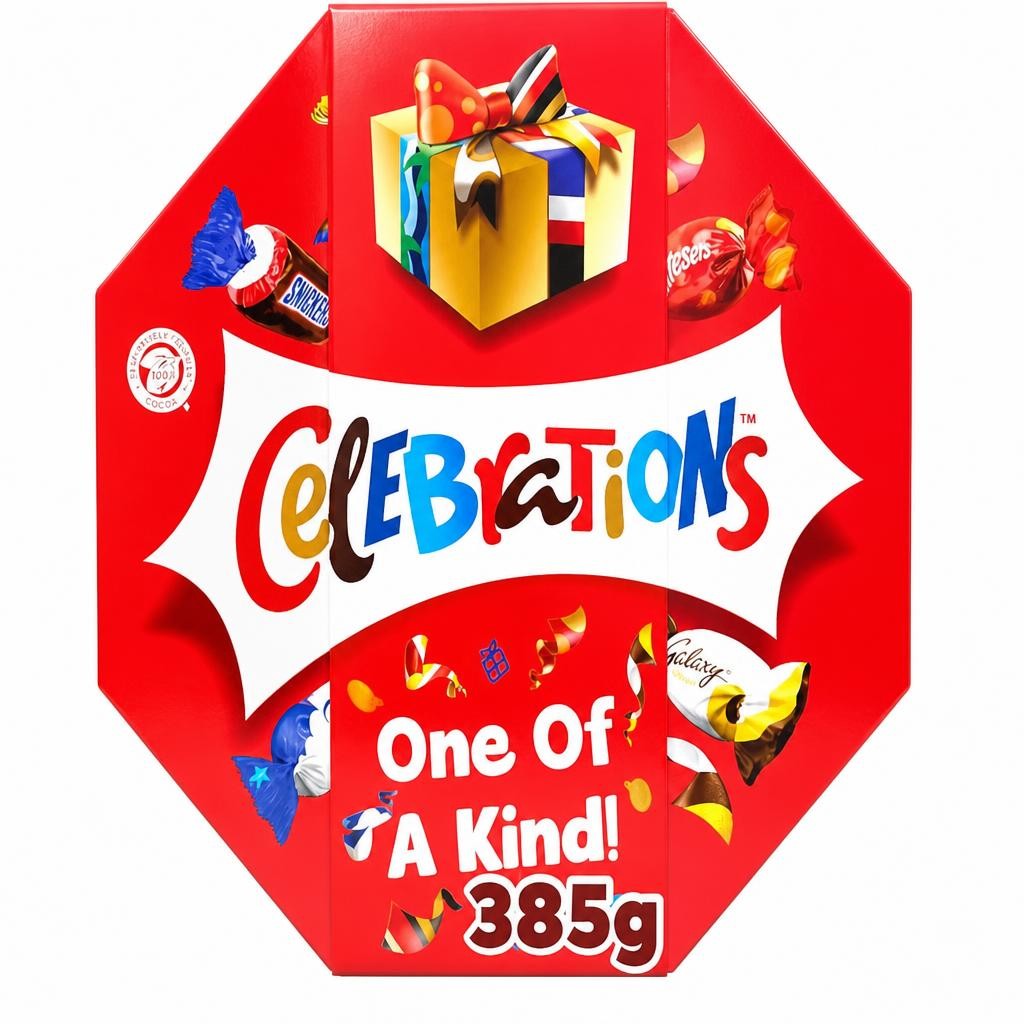 Celebrations Milk Personalised, 'One of a Kind' sleeved Chocolate Gift Box of Mini Chocolates & Biscuit Bars Centerpiece 385g