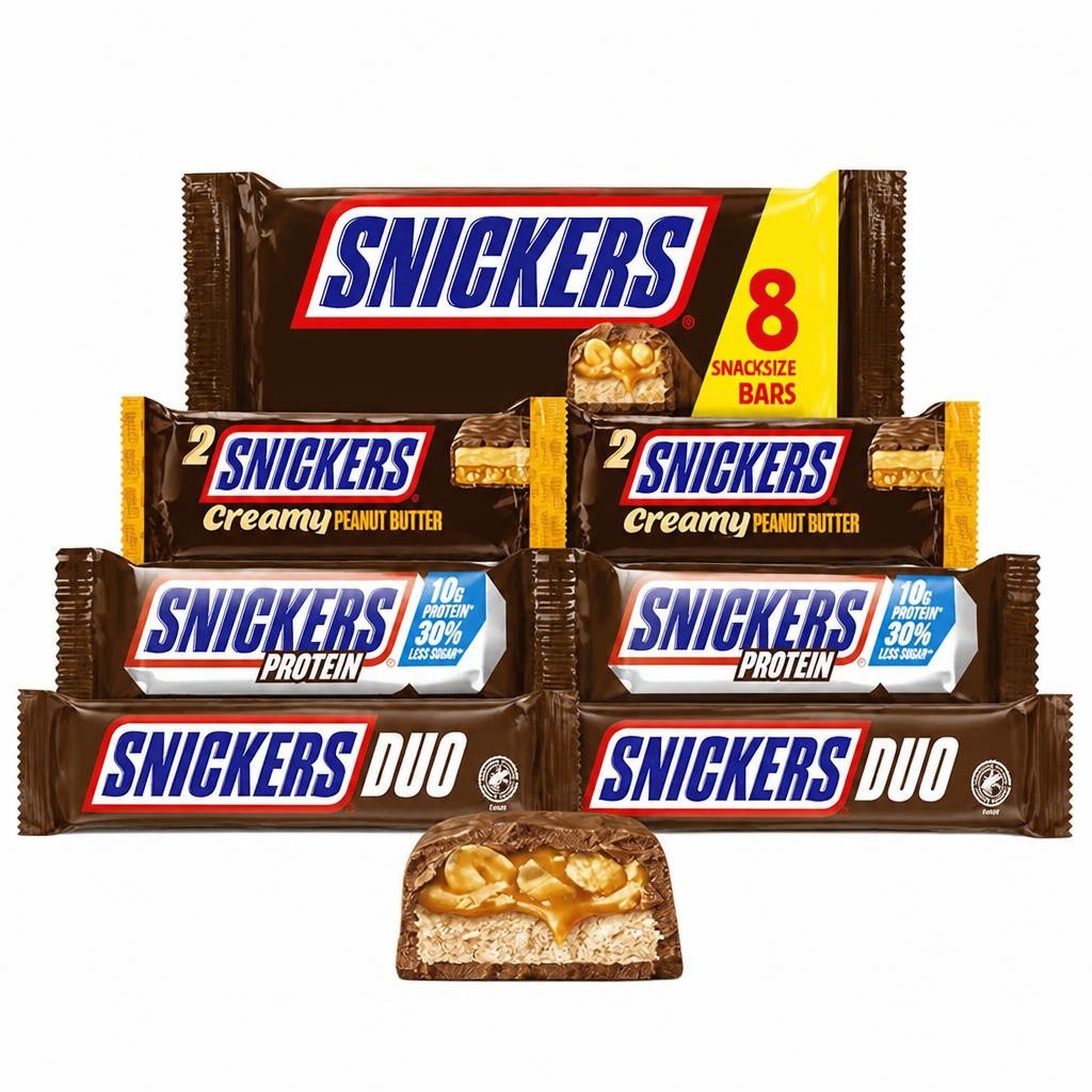 Snickers Gift Hamper – Milk Chocolate, Peanut, Nougat & Caramel Bar Selection Pack – Perfect for Gifting or Sharing - 7 Pieces Gift for Him and Her, Perfect for Birthday, Thank You or Celebration Gifts