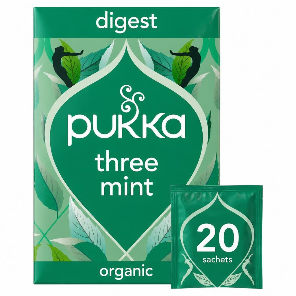Pukka Organic Three Mint Tea With Peppermint for Digestion 20 Herbal Tea Bags 32g