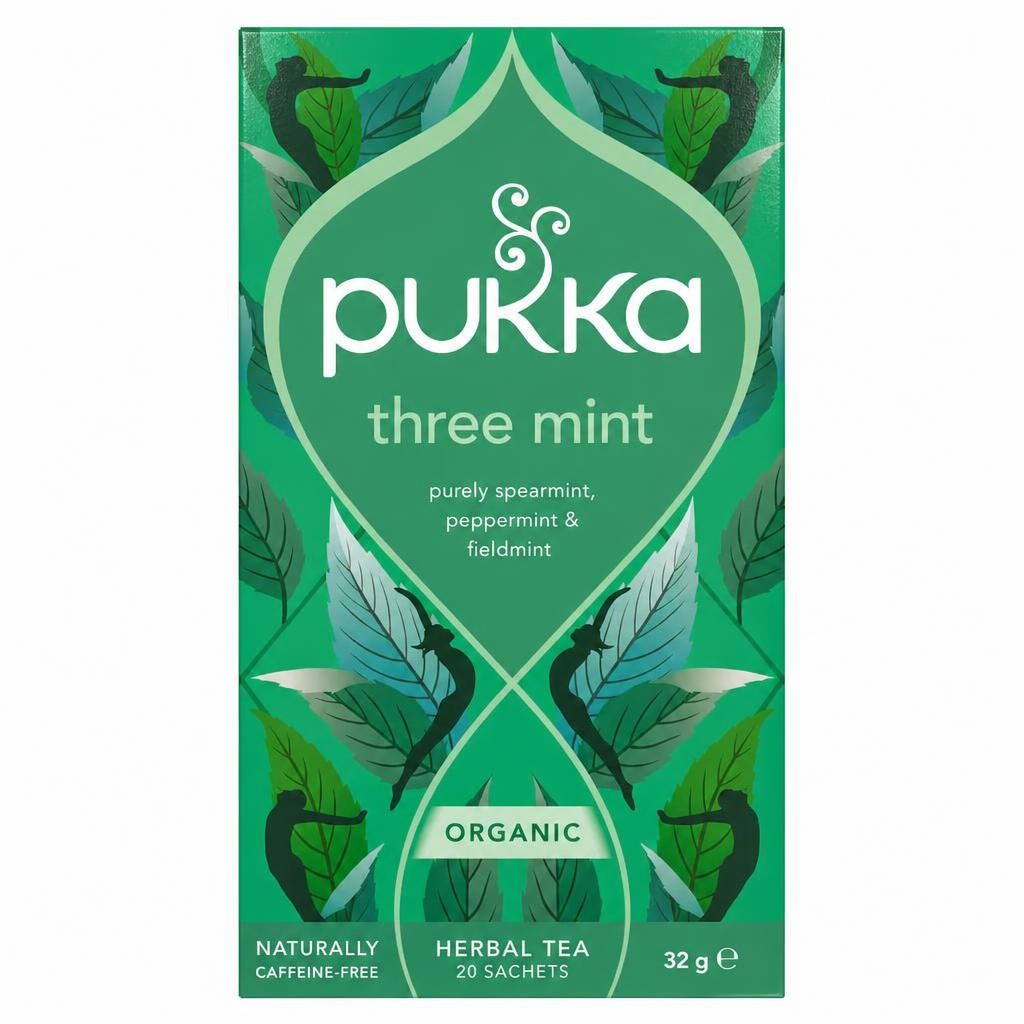 Pukka Organic Three Mint Tea With Peppermint for Digestion 20 Herbal Tea Bags 32g
