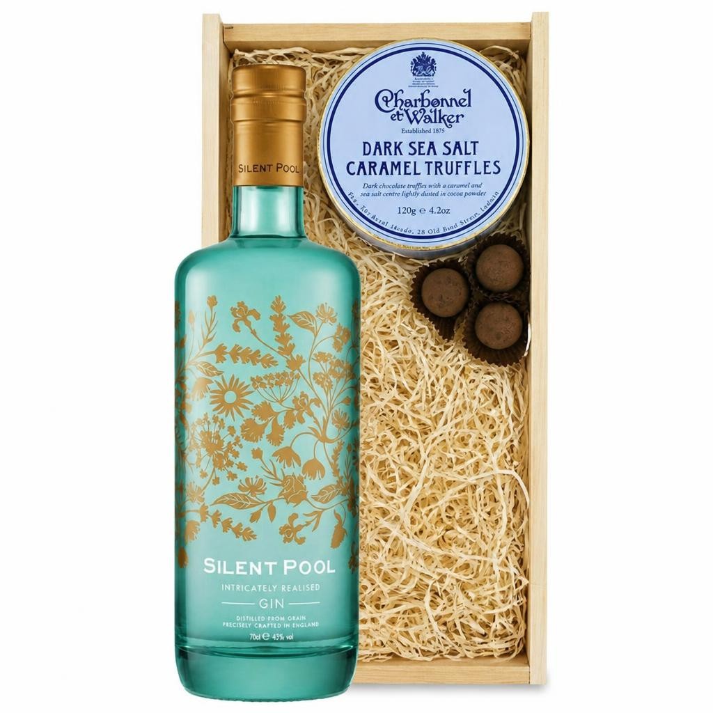 Silent Pool Gin And Dark Sea Salt Charbonnel Chocolates Box 70cl 43% abv