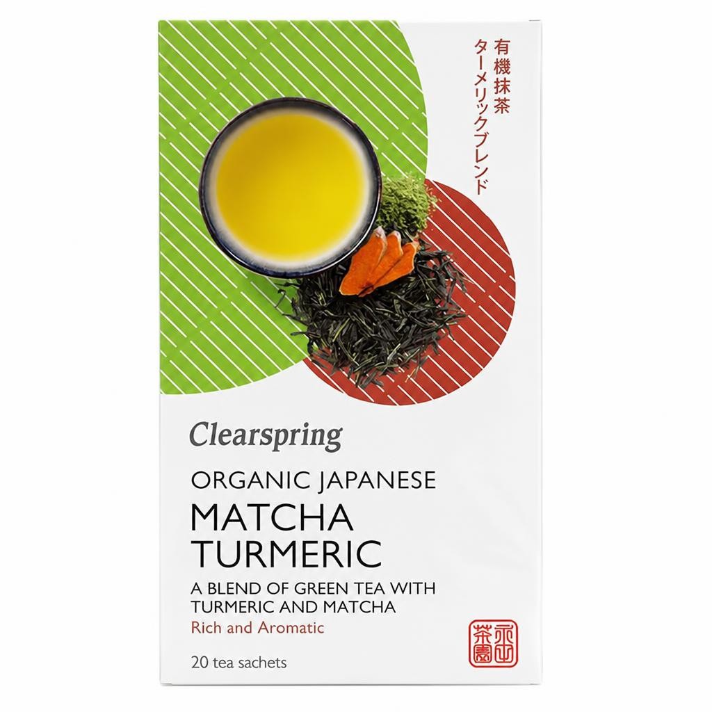 Organic Japanese Matcha Turmeric 20 Tea Sachets (Clearspring) | Multi
