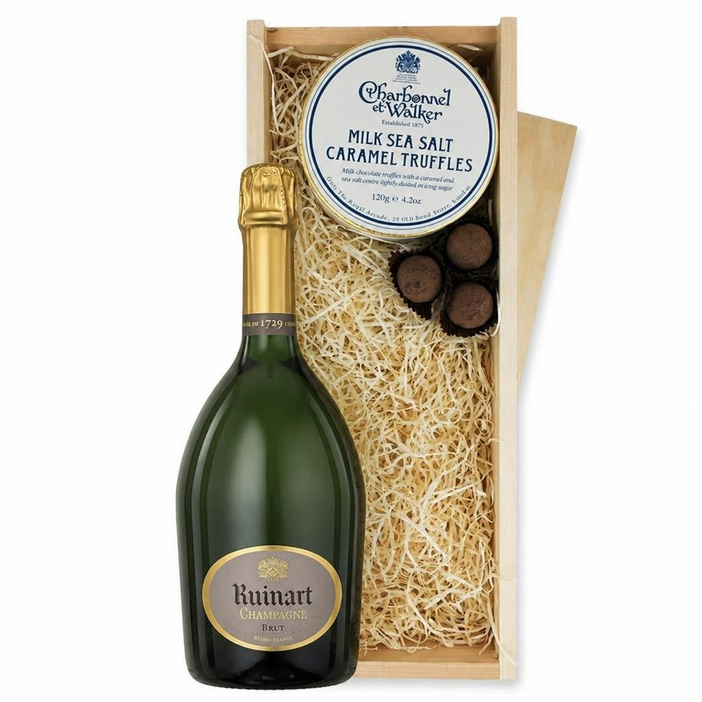 Ruinart Brut Champagne And Milk Sea Salt Charbonnel Chocolates Box 75cl 12.5% abv