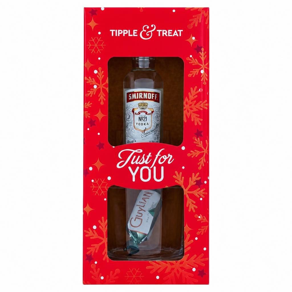Smirnoff Vodka 5cl Just For You - with Guylian's Temptations Praline 10.5g and Glass