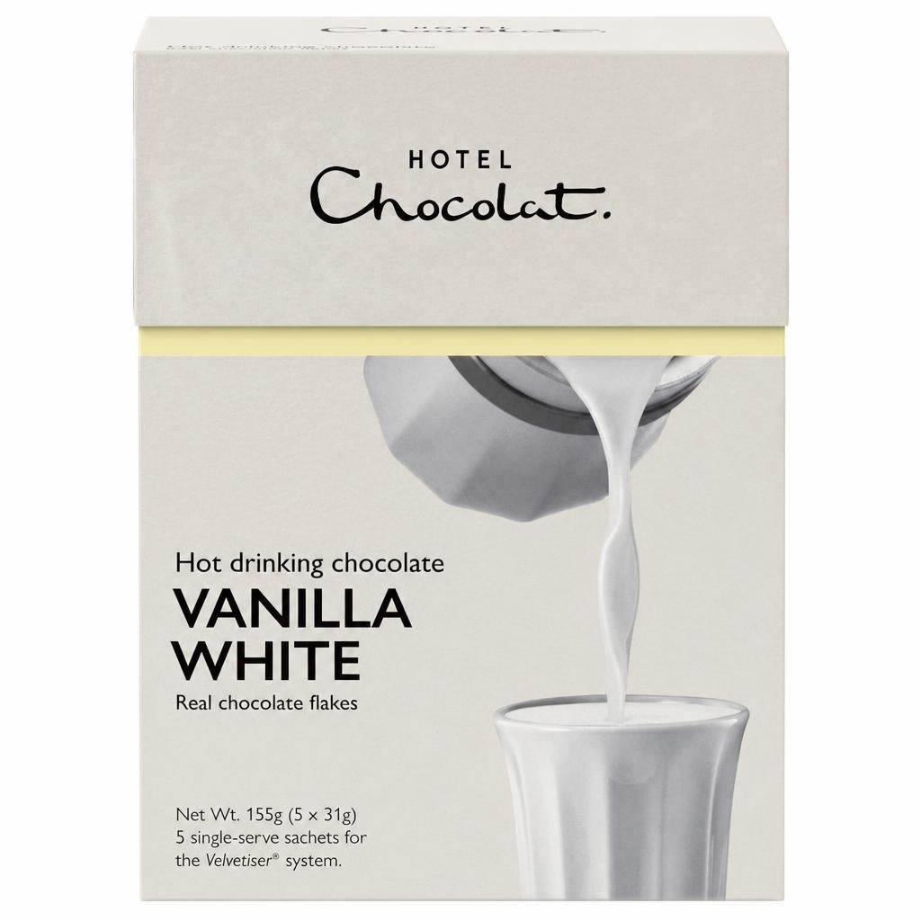 Hotel Chocolat Hot Drinking Chocolate Vanilla White 5 x 31g