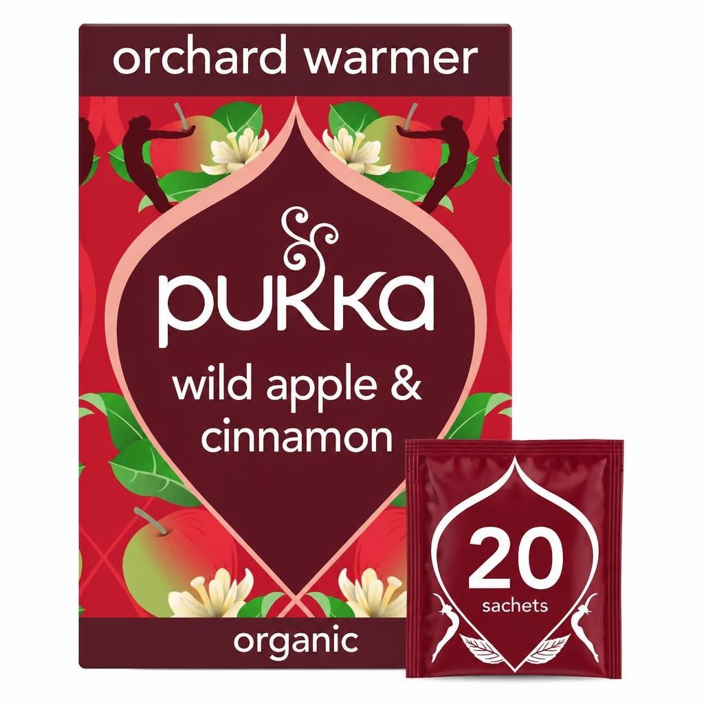 Pukka Organic Wild Apple & Cinnamon Herbal Tea with Ginger and Orange 20 Tea Bags 40g