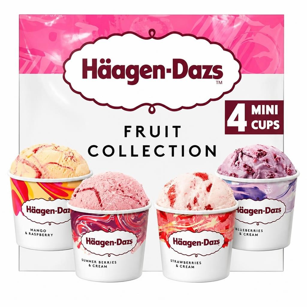 Haagen-Dazs Fruit Collection Mini Frozen Dessert Ice Cream Tub 4x95ml