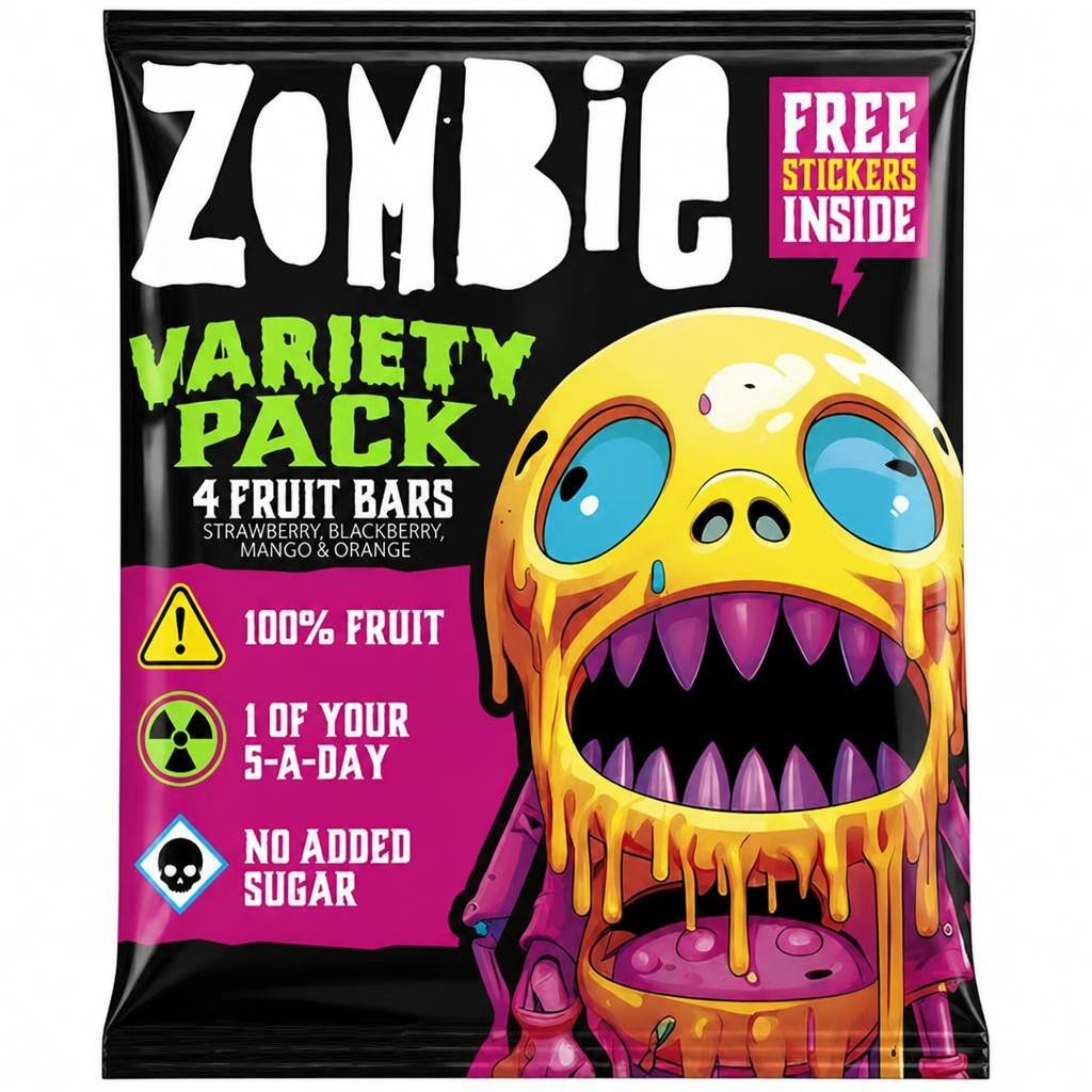 Zombie Variety Pack Fruit Leatherz Bars 4 x 25g