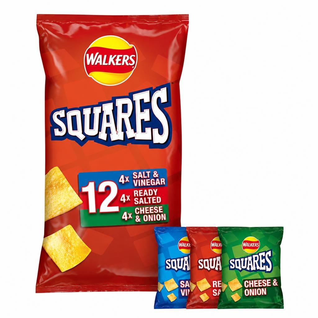 Walkers Squares Variety Multipack Snacks Crisps 12 x 22g