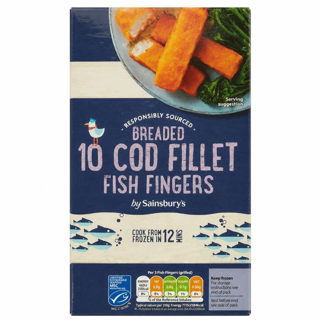 Sainsbury's Breaded Cod Fillet Fish Fingers x10 300g