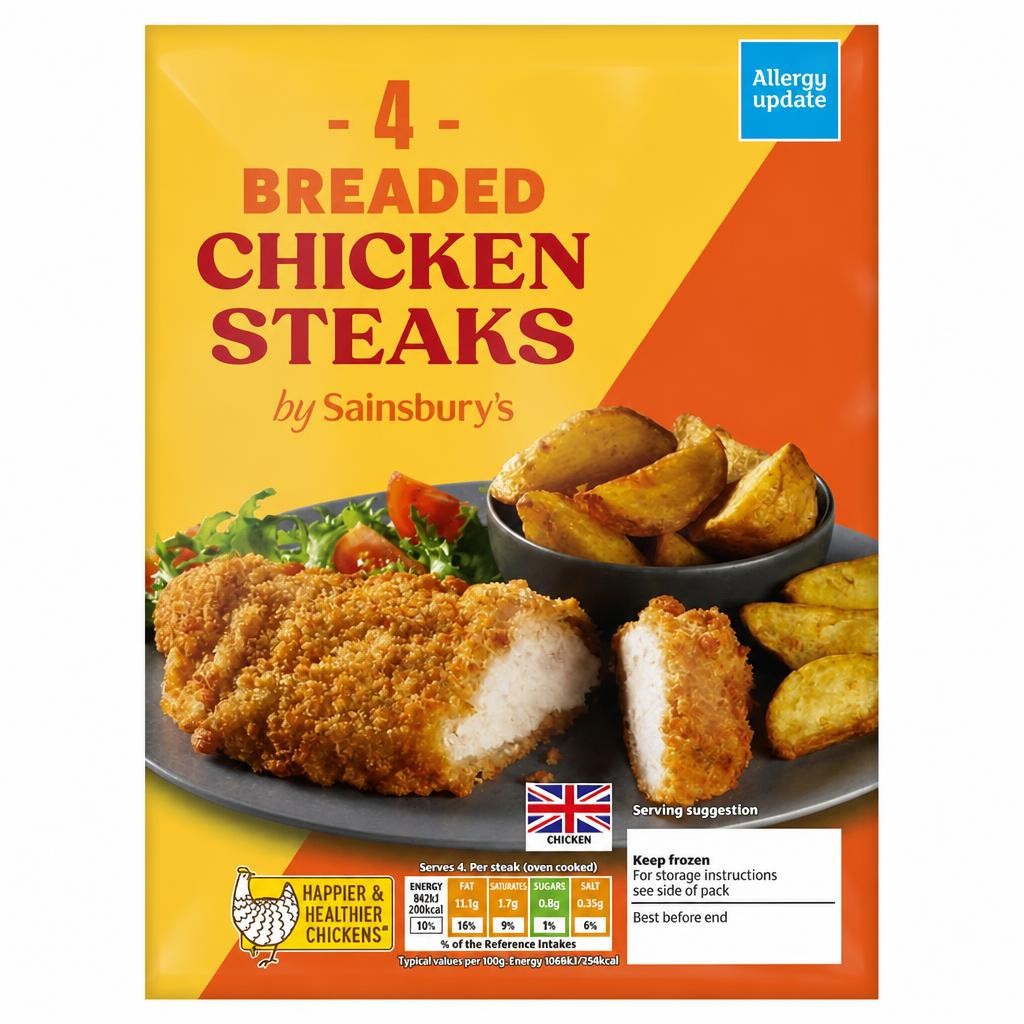 Sainsbury's Breaded Chicken Steaks x4 380g