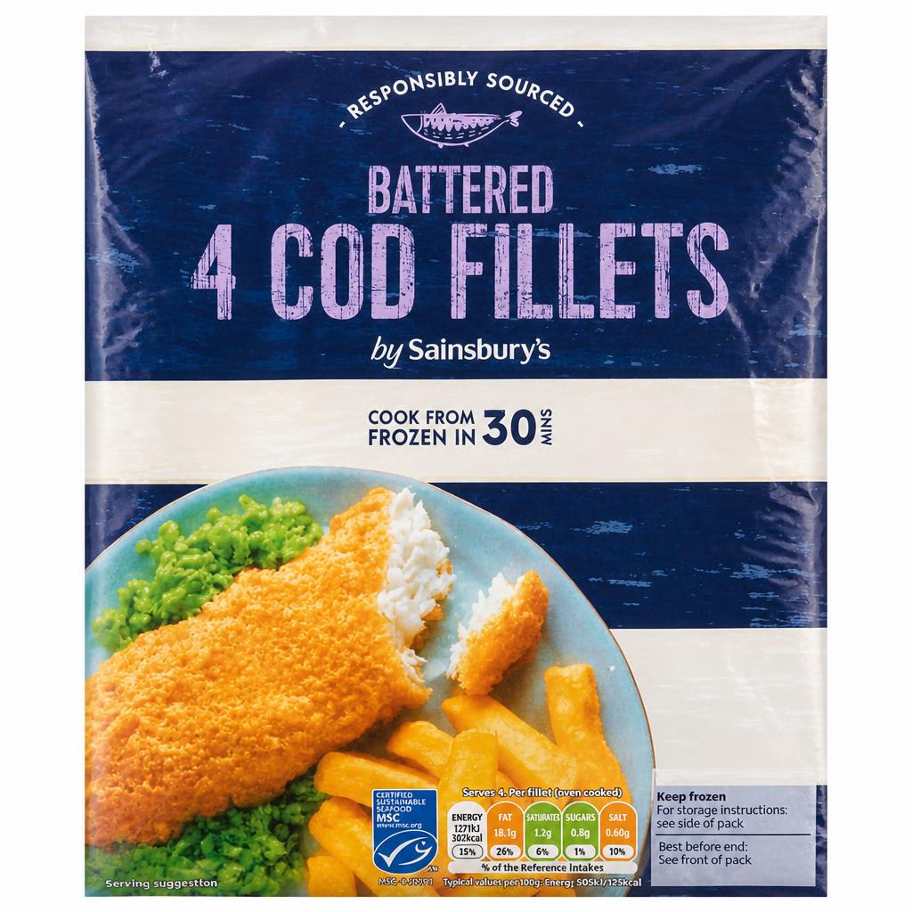 Sainsbury's Battered Cod x4 500g