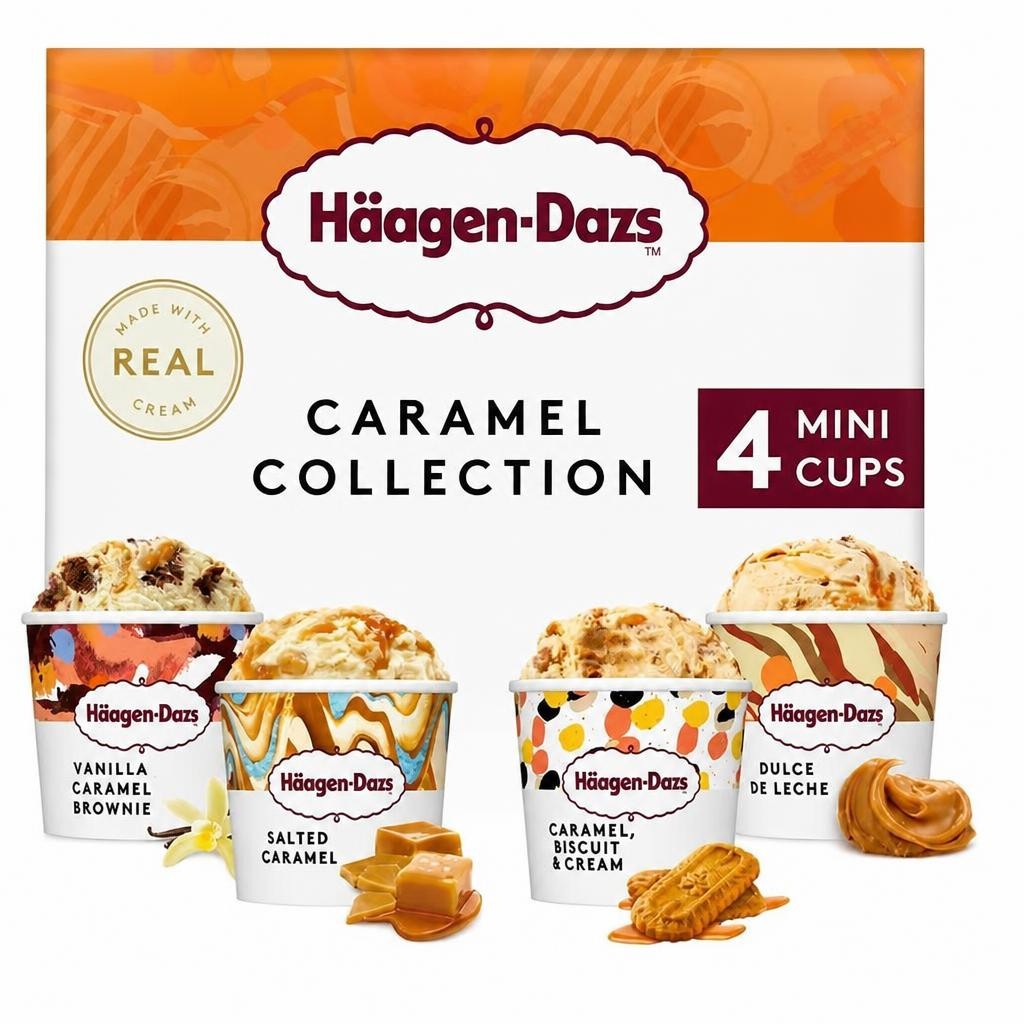 Haagen-Dazs Caramel Collection Mini Frozen Dessert Ice Cream Tub 4x95ml