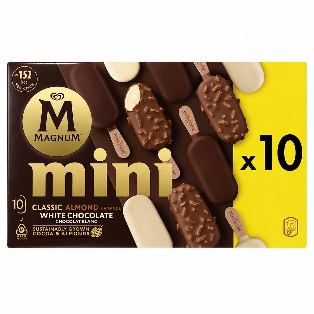 Magnum Mini Classic 10 x 55ml Almond & White Chocolate Ice Cream Sticks