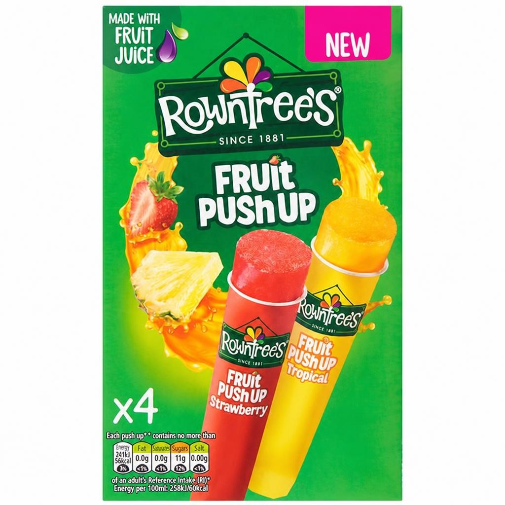 Rowntree's Fruit Push Up Strawberry & Tropical 4x90ml
