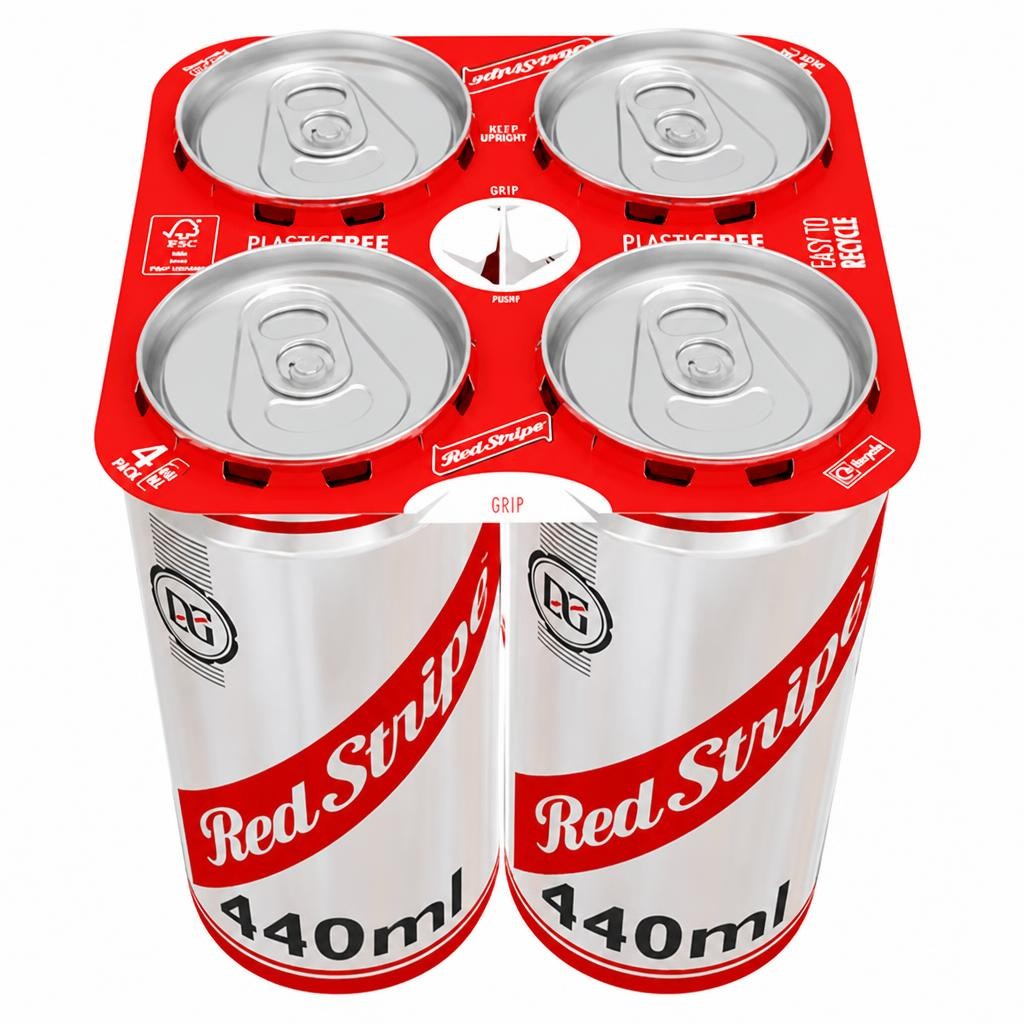 Red Stripe Jamaica Lager Beer Cans x4 440ml