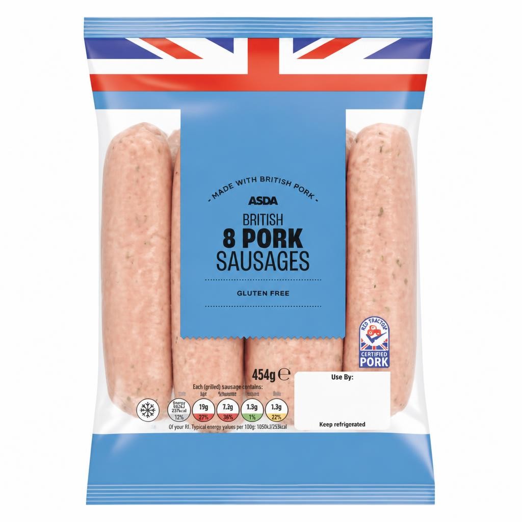 ASDA 8 Flavourful Pork Sausages 454g