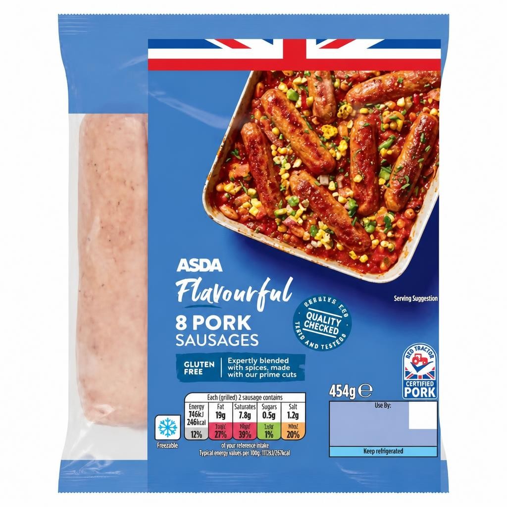 ASDA 8 Flavourful Pork Sausages 454g