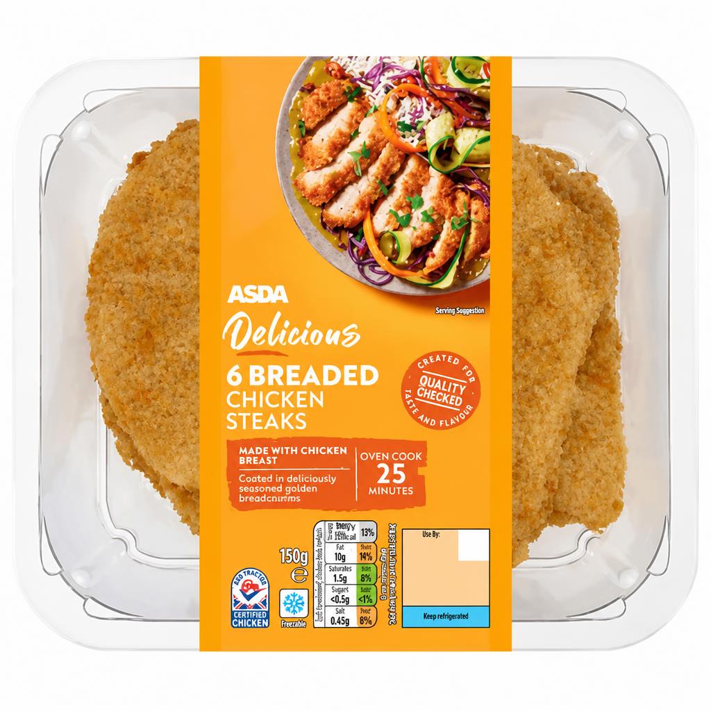 ASDA Delicious 6 Breaded Chicken Steaks 750g