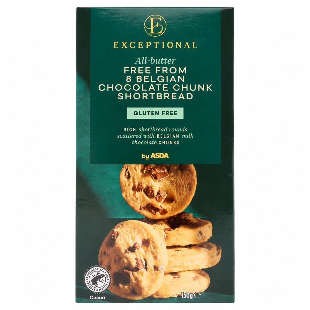 Exceptional by ASDA Exceptional by ASDA All-Butter Free From 8 Belgian Chocolate Chunk Shortbread 150g