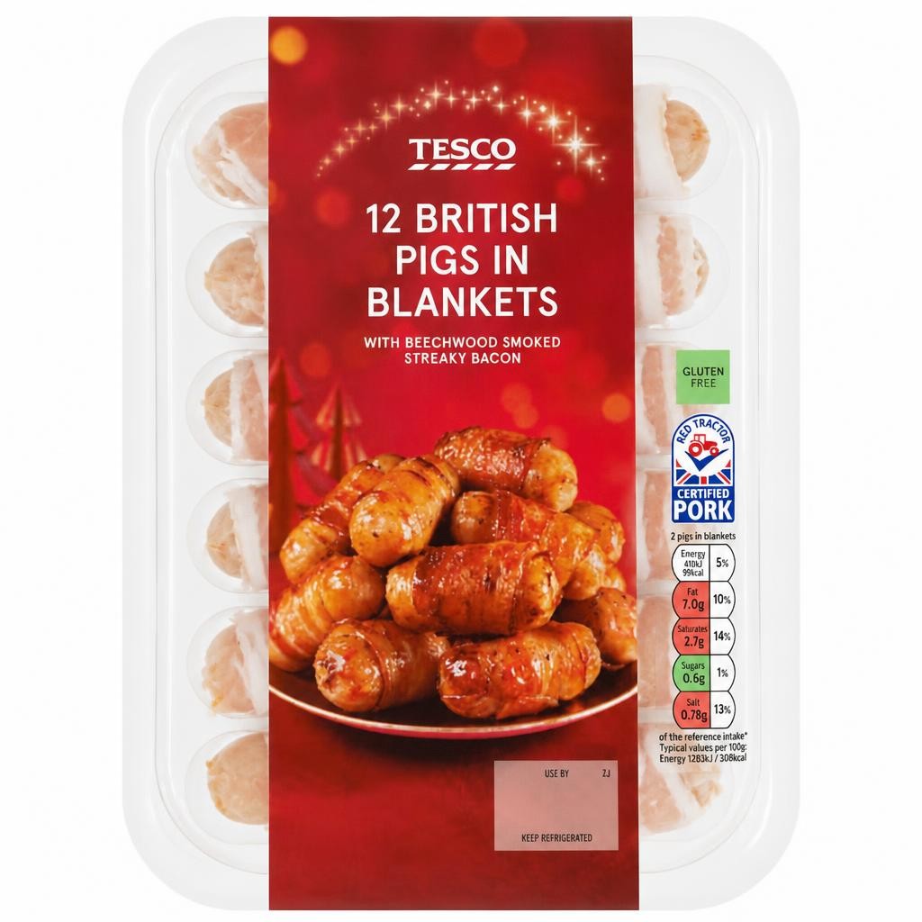 Tesco 12 British Pigs In Blankets 222G