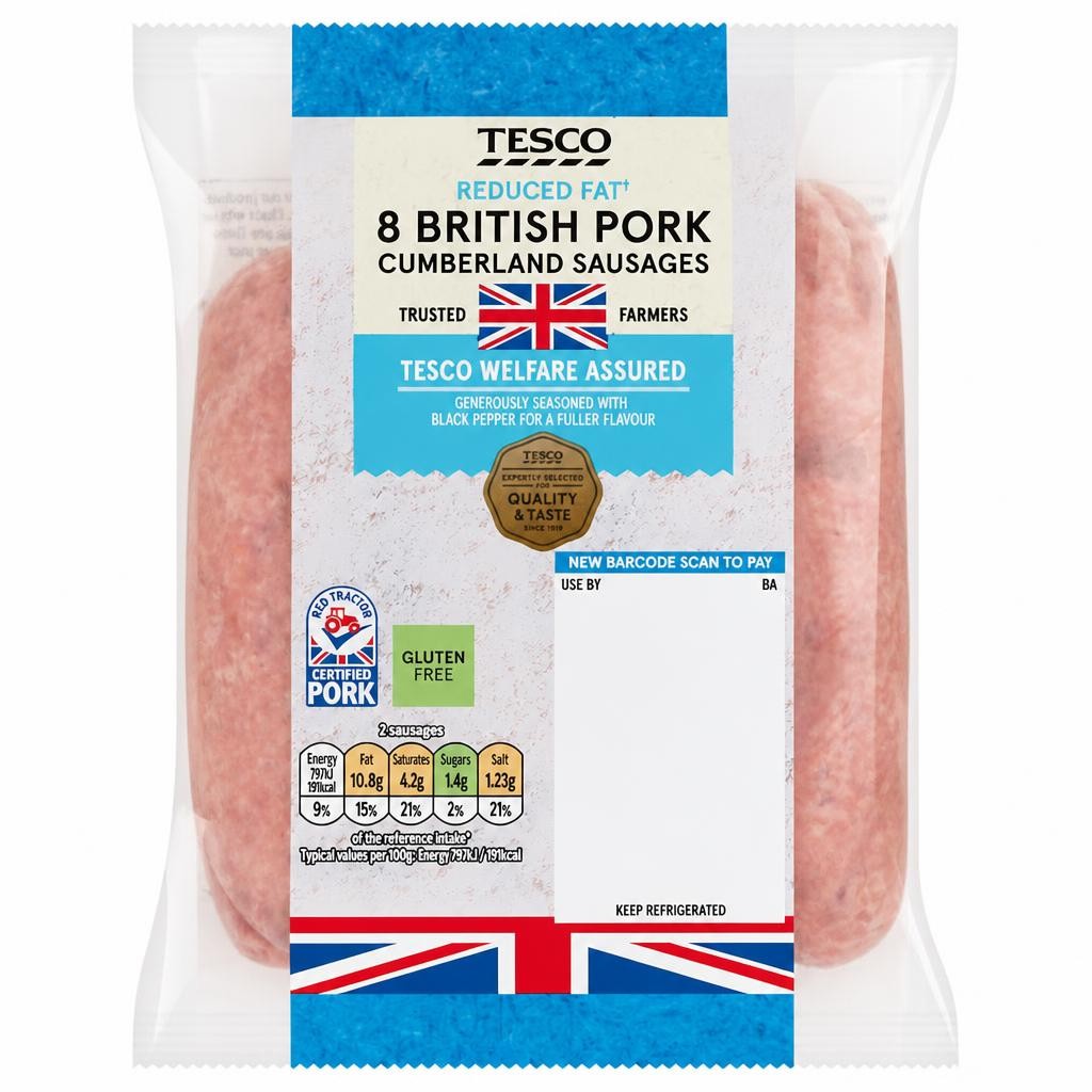 Tesco Reduced Fat Cumberland Sausage 454G