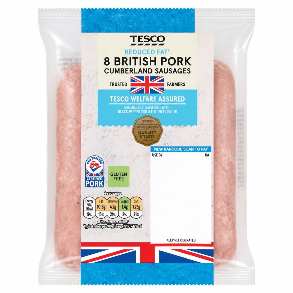Tesco Reduced Fat Cumberland Sausage 454G