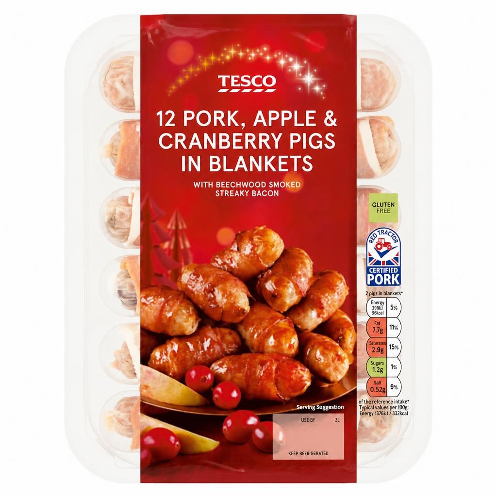 Tesco 12 Pork, Apple & Cranberry Pigs In Blankets 222G