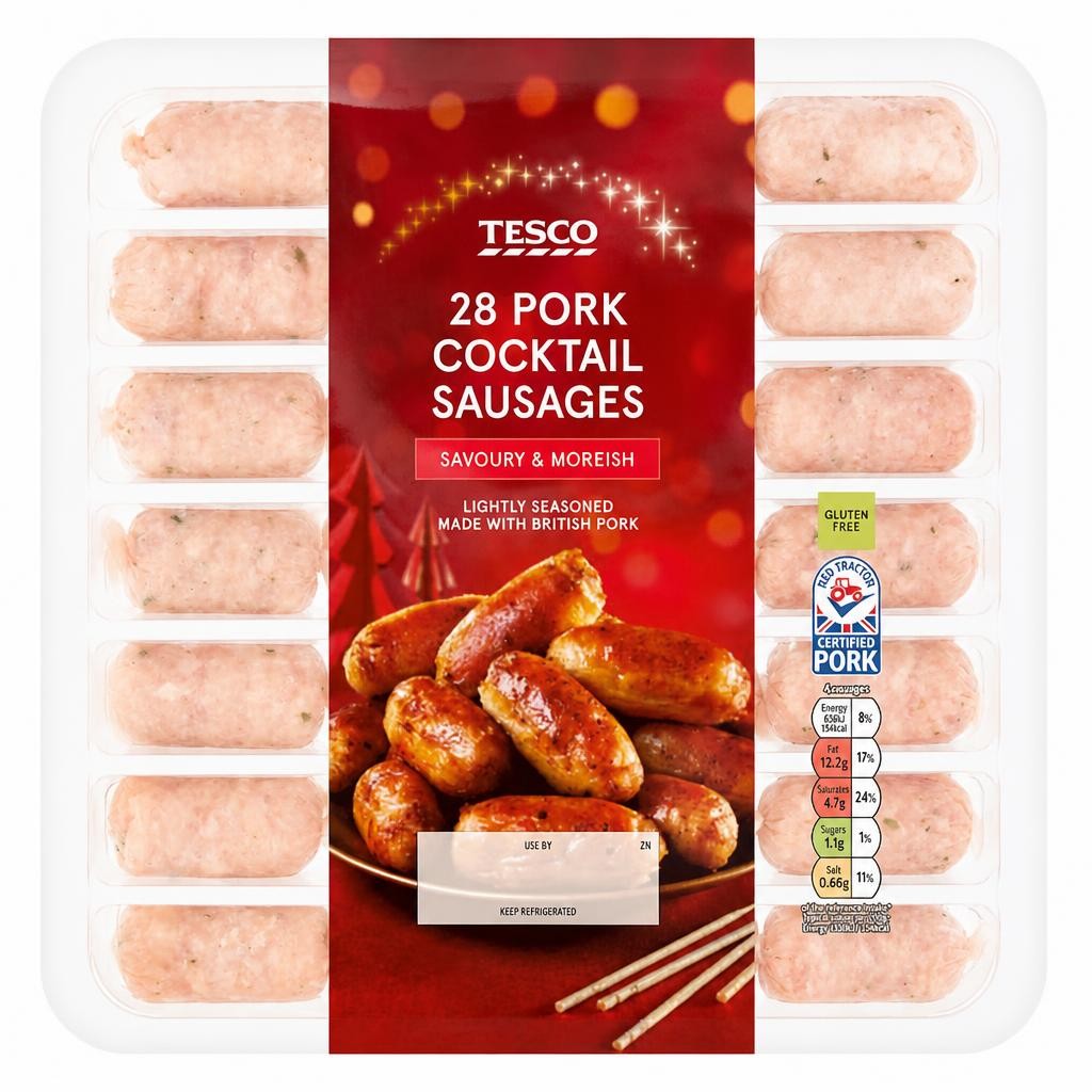 Tesco 28 Pork Cocktail Sausages 378G