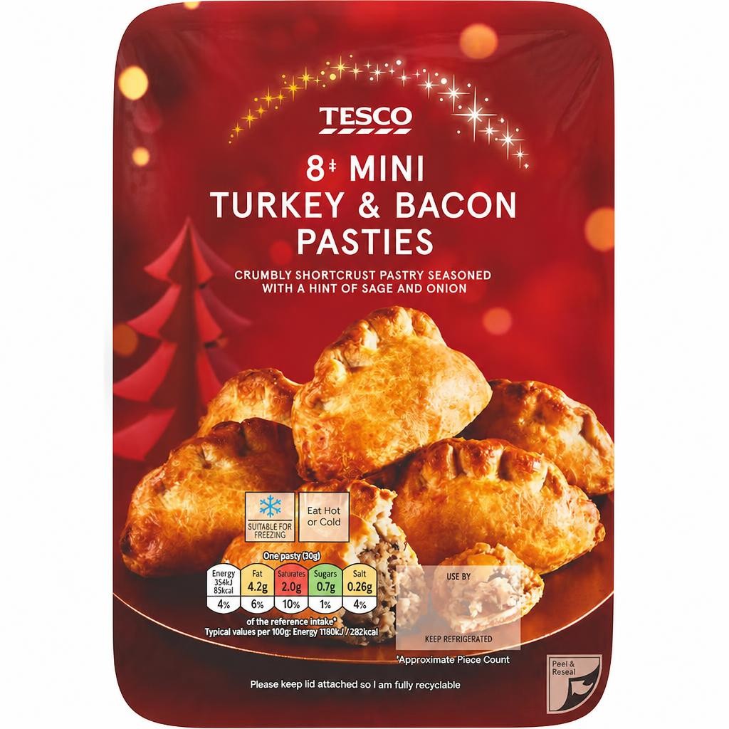 Tesco 8 Mini Turkey & Bacon Festive Pasties 240g