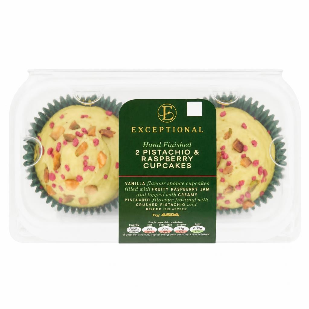 Exceptional by ASDA Exceptional by  2 Pistachio & Raspberry Cupcakes