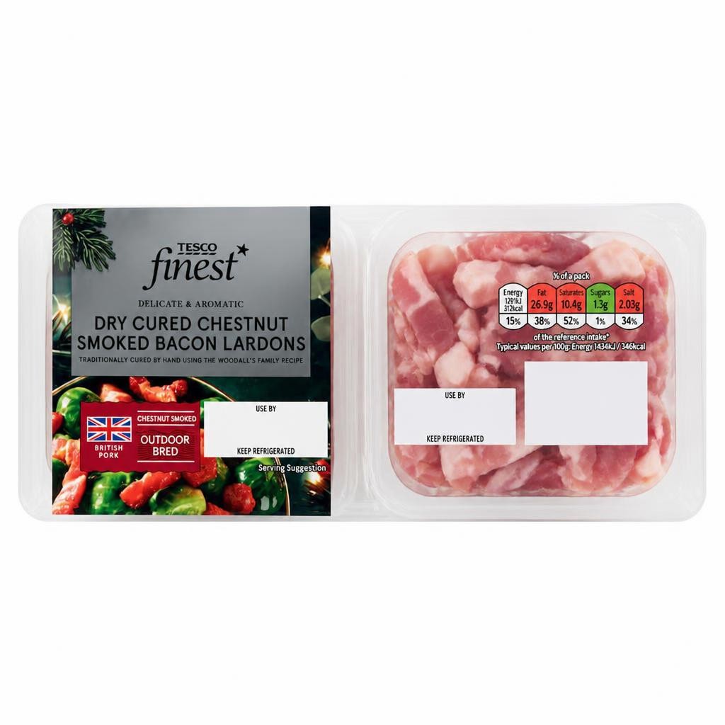 Tesco Finest Chestnut Smoked Bacon Lardons 180g