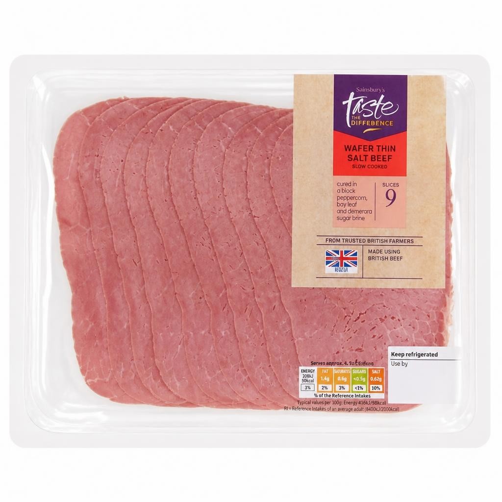 Sainsbury's Wafer Thin Salt Beef Slices, Taste the Difference x9 110g