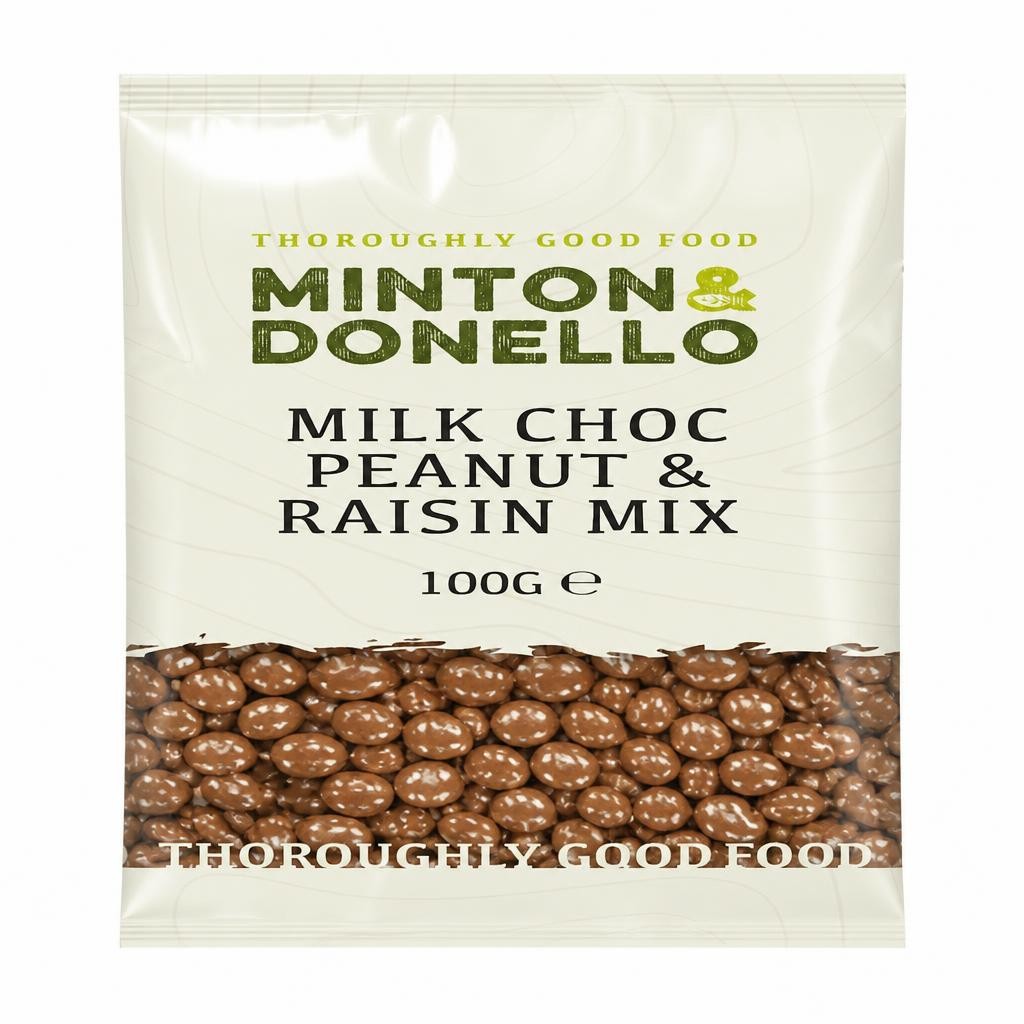 Minton & Donello Milk Chocolate Peanut & Raisin Mix 6 x 100g